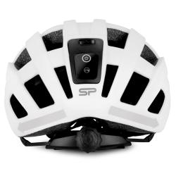 Spokey POINTER PRO Cyklistická přilba pro dospělé s LED blikačkou a blinkry, 55-58 cm, bílá