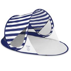 Spokey STRATUS Samorozkládací plážový stan, UV 40, 190 x 120 x 90 cm, modré pruhy (VÝPRODEJ)