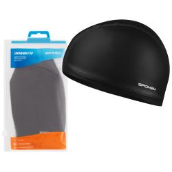 Spokey TORPEDO Textilní plavecká čepice potažená PU, černá