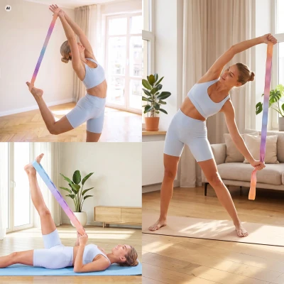 Spokey YOGI barevný elastický pás na jógu s oky