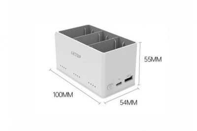 STABLECAM DJI Mini 4 Pro / Mini 3 Pro bílo-šedý 3v1 dvoucestný nabíjecí hub s LED světlem