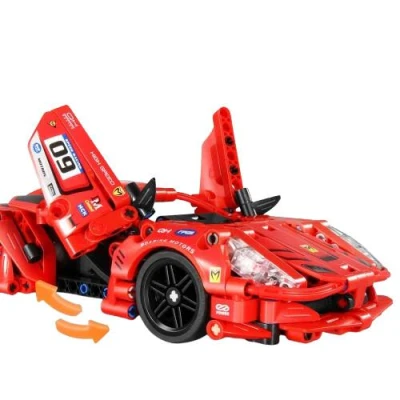 Stavebnice závodní auto na zpětné natažení 437 dílků