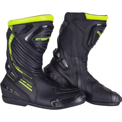 Street Racer Boty na motorku Grid černo-fluo žluté + šátek Kilpi