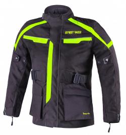 Street Racer Detská bunda na motorku Drago čierno-fluo žltá