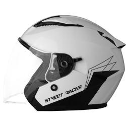 Street Racer Otvorená prilba Sonic lesklá bielo-čierna