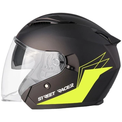 Street Racer otevřená helma Sonic matná černo-fluo žlutá