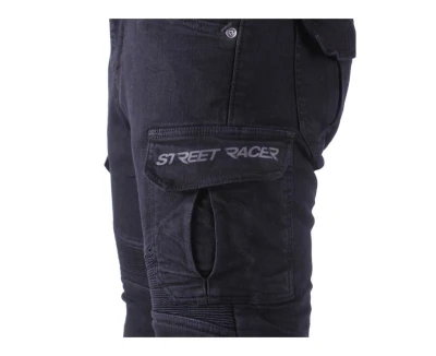 Street Racer Zkrácené jeansy na motorku Cargo CE černé