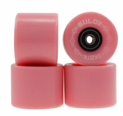 SULOV Pastel Pink 60 x 45mm 85A kolečka na penny board (sada 4 ks s ložisky Abec-7 chrome)