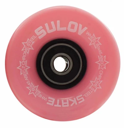 SULOV Pastel Pink 60 x 45mm 85A kolečka na penny board (sada 4 ks s ložisky Abec-7 chrome)