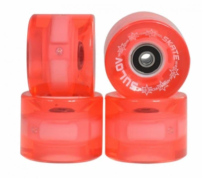 SULOV Pink Transparent Light 60x45mm 85A kolečka na penny board (sada 4 ks s ložisky Abec-7 chrome)