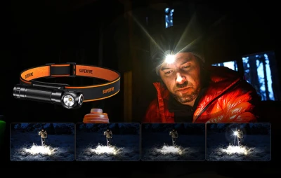 Superfire Čelovka 2 v 1 TH04, 600 lm, USB-C