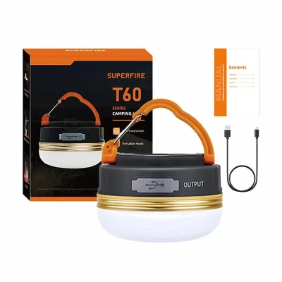 Superfire Kempingová lampa T60, 2,5W, 1000mAh Superfire Kempingová lampa T60, 2,5W, 1000mAh