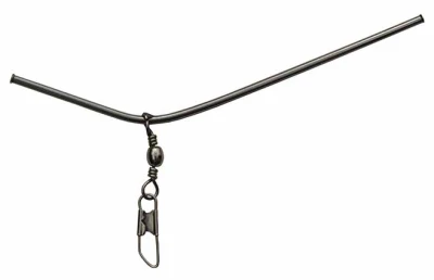 Suretti tmavě šedé kovové ohnuté brčko s karabinkou a obratlíkem 10 cm