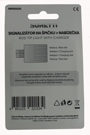 Suretti Signalizátor s baterií na špičku prutu + USB dobíječka