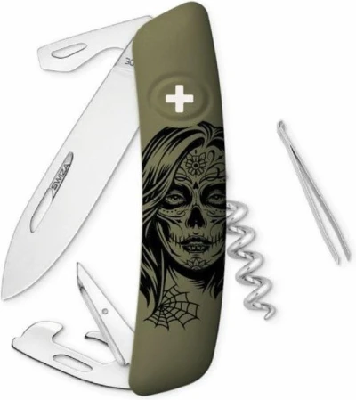 Swiza kapesní nůž D03 Girls Skull olive