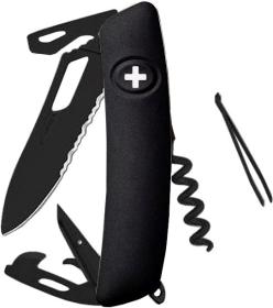 SWIZA Vreckový nôž SH03TR Allblack Single Hand Black Wavy Edge SWIZA Vreckový nôž SH03TR Allblack Single Hand Black Wavy Edge