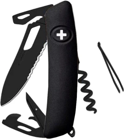 SWIZA Kapesní nůž SH03TR Allblack Single Hand Black Wavy Edge SWIZA Kapesní nůž SH03TR Allblack Single Hand Black Wavy Edge
