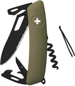 SWIZA Vreckový nôž SH03TR Allblack Single Hand Khaki Wavy Edge SWIZA Vreckový nôž SH03TR Allblack Single Hand Khaki Wavy Edge