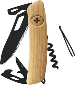 SWIZA Vreckový nôž SH03TR Allblack Single Hand Wood Oak Wavy Edge SWIZA Vreckový nôž SH03TR Allblack Single Hand Wood Oak Wavy Edge