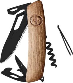 SWIZA Vreckový nôž SH03TR Allblack Single Hand Wood Walnut Wavy Edge SWIZA Vreckový nôž SH03TR Allblack Single Hand Wood Walnut Wavy Edge
