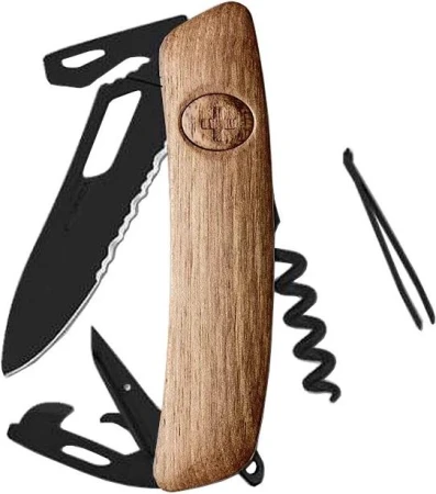 SWIZA Kapesní nůž SH03TR Allblack Single Hand Wood Walnut Wavy Edge SWIZA Kapesní nůž SH03TR Allblack Single Hand Wood Walnut Wavy Edge