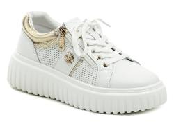 T. Sokolski T.Sokolski W26-658 bílo zlaté dámské polobotky na platformě