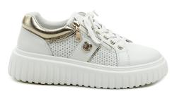 T. Sokolski T.Sokolski W26-658 bílo zlaté dámské polobotky na platformě