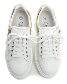 T. Sokolski T.Sokolski W26-658 bílo zlaté dámské polobotky na platformě