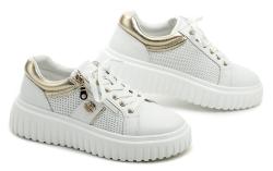 T. Sokolski T.Sokolski W26-658 bílo zlaté dámské polobotky na platformě