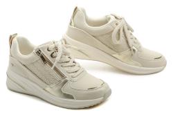 Tamaris 1-23754-45 zlatá béžové dámske poltopánky na klinovom podpätku