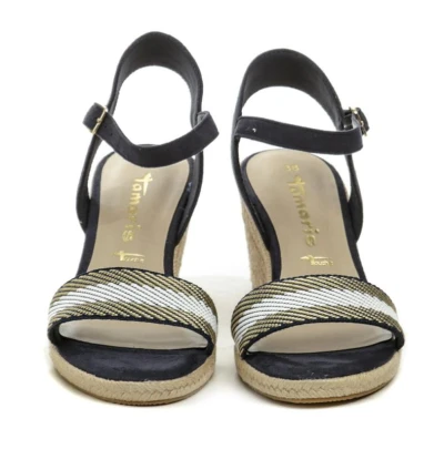 Tamaris 1-28329-42 navy dámské sandály na klínku