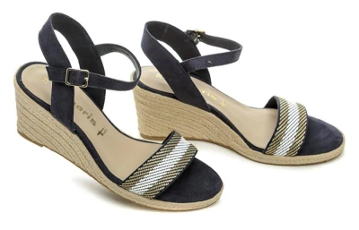 Tamaris 1-28329-42 navy dámské sandály na klínku