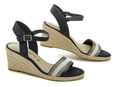 Tamaris 1-28329-42 navy dámské sandály na klínku