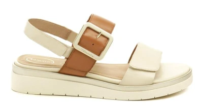 Tamaris Comfort 8-58706-42 béžovo hnědé dámské nadměrné sandály