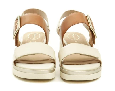 Tamaris Comfort 8-58706-42 béžovo hnědé dámské nadměrné sandály