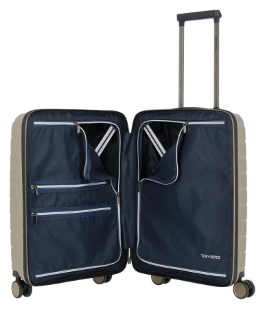 Travelite Air Base 4w S Front pocket Champagne kufr + kosmetická taštička zdarma