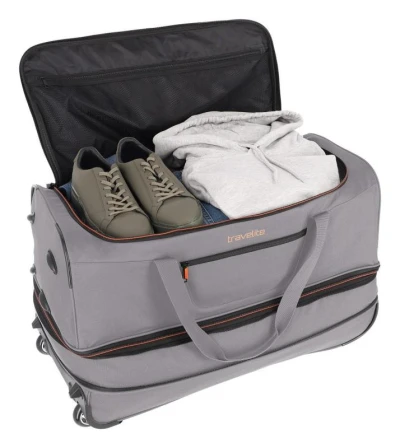 Travelite Basics Wheeled duffle L Grey/green taška