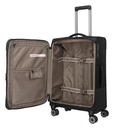 Travelite Crosslite 5.0 M Black kufr + kosmetická taštička zdarma