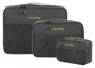 Travelite Packing Cubes S, M, L antracitová sada cestovních organizérů