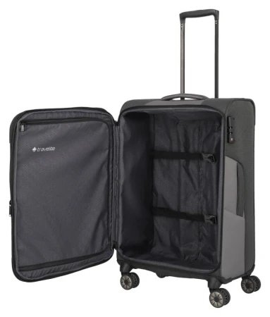 Travelite Viia 4w M Anthracite kufr + kosmetická taštička zdarma