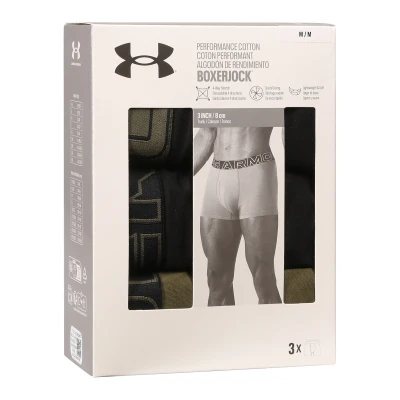 Under Armour 3 PACK-UA PERFORMANCE COTTON - SOLID 3 inch-BLK pánské boxerky