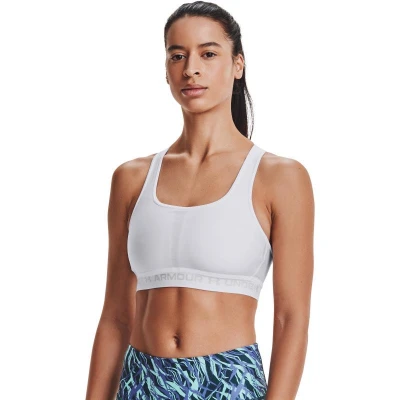 Under Armour Crossback Mid Bra-WHT dámská sportovní podprsenka