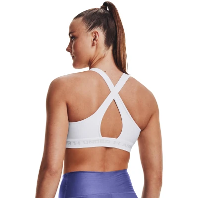 Under Armour Crossback Mid Bra-WHT dámská sportovní podprsenka