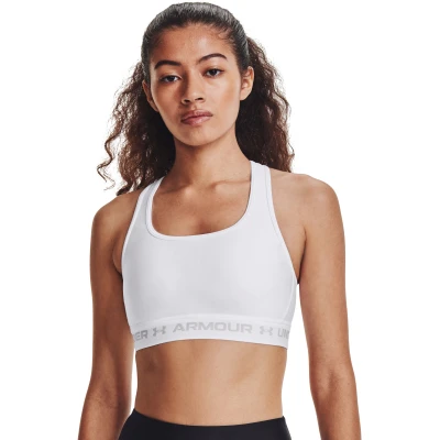 Under Armour Crossback Mid Bra-WHT dámská sportovní podprsenka