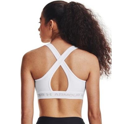 Under Armour Crossback Mid Bra-WHT dámská sportovní podprsenka