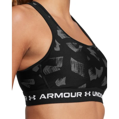 Under Armour Crossback Mid Print-BLK dámská sportovní podprsenka