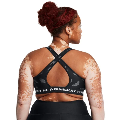 Under Armour Crossback Mid Print-BLK dámská sportovní podprsenka