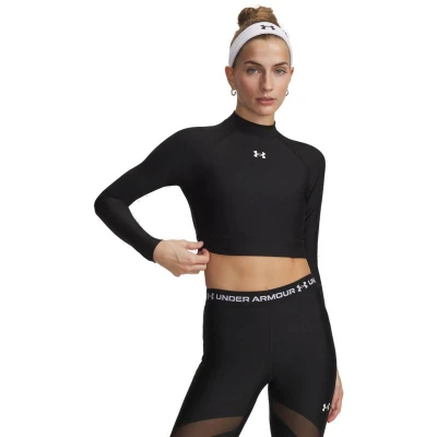 Under Armour HeatGear Crop Mock LS-BLK dámské kompresní tričko s dlouhým rukávem