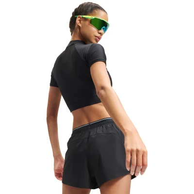 Under Armour HeatGear Crop Mock SS-BLK dámské kompresní tričko