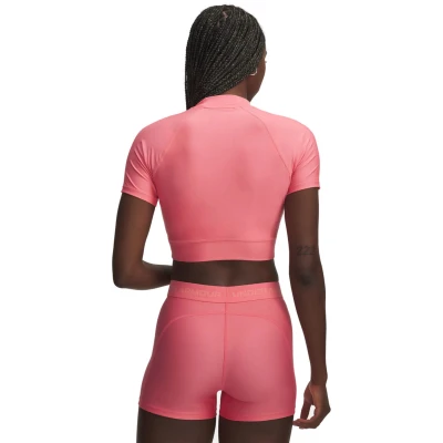 Under Armour HeatGear Crop Mock SS-MRN dámské kompresní tričko